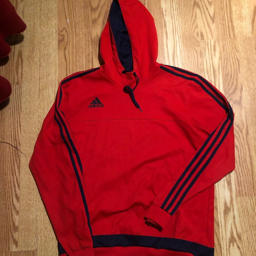 Red Adidas work out hoodie for men, size medium.